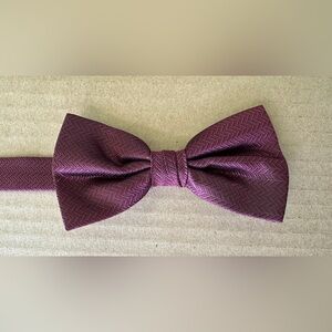 Merlot Burgundy Wine Bowtie Bow Tie Wedding Prom Tuxedo Herringbone Pre Tied